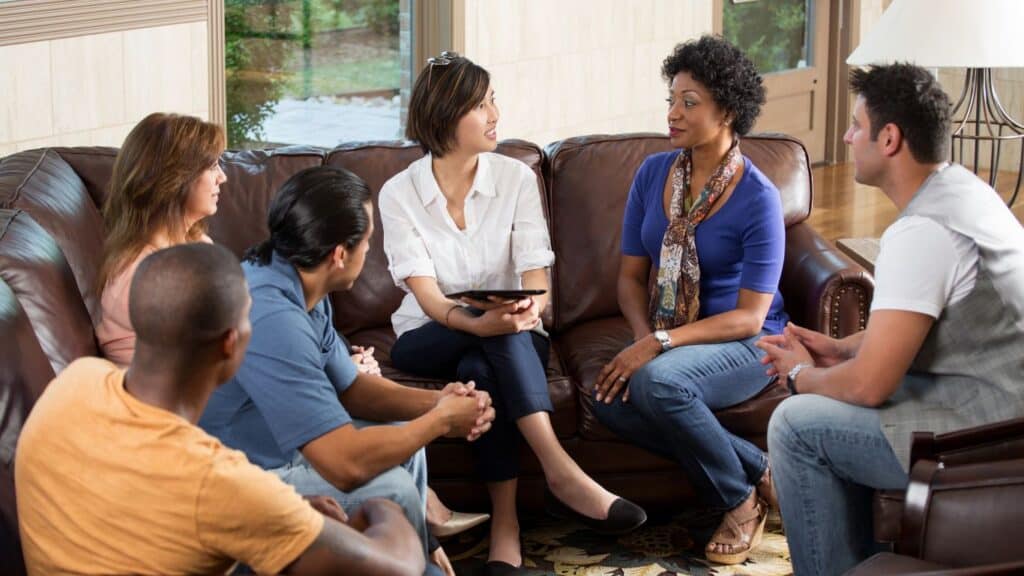 Parents talking together in a support group